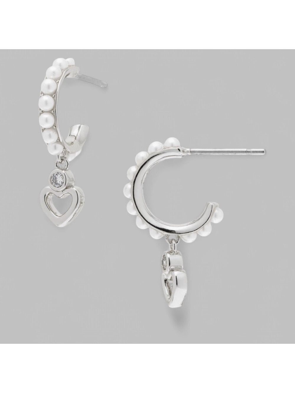 Kate Spade Pearl Huggie Hoop earrings-silver-New